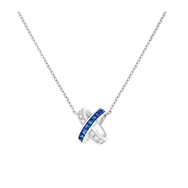 JEUX DE LIENS PENDANT White gold, sapphires, diamonds